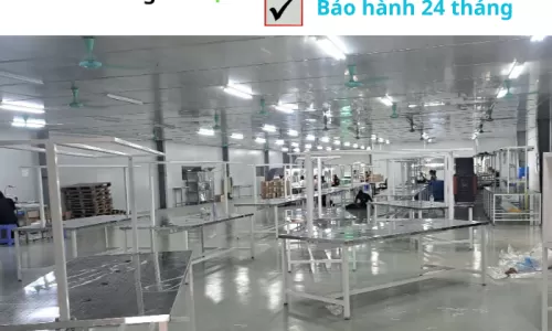 Gia công, lắp đặt bàn Inox khung thép cho nhà máy mới